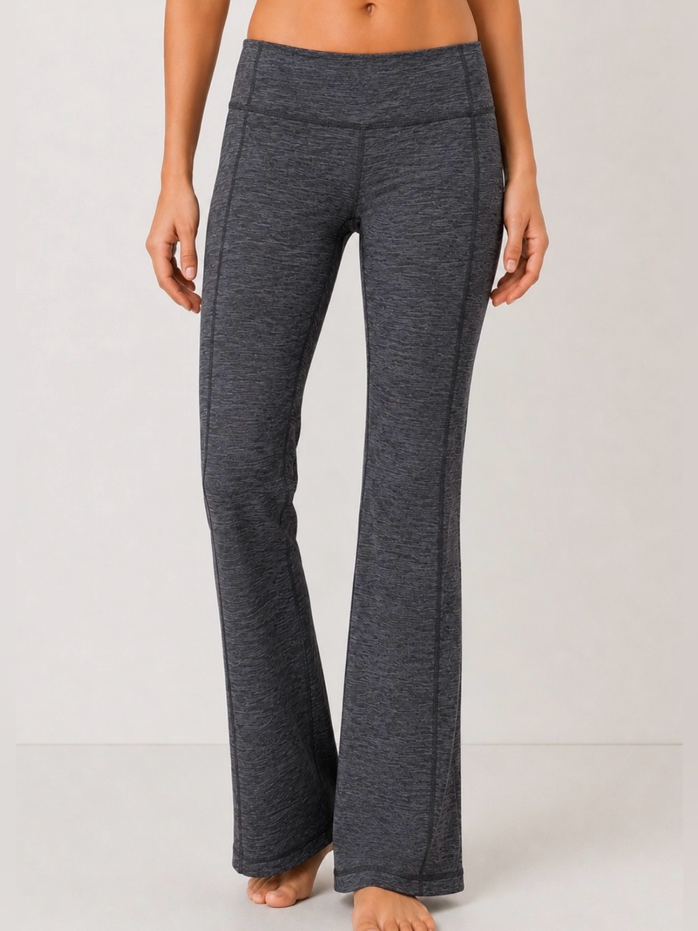 Athleta Chaturanga Flare Yoga Pants MT Gray Heather Low Rise Bootcut Med Tall